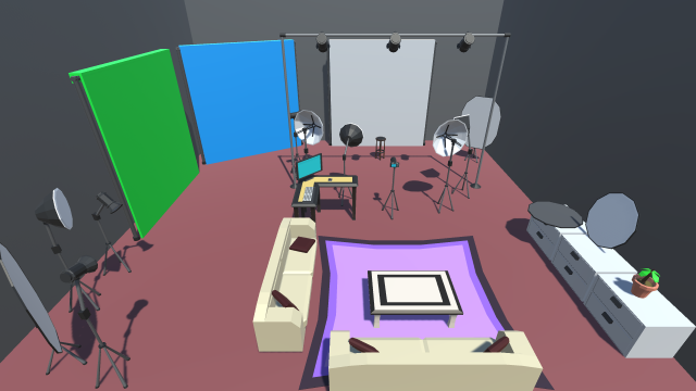 low poly photography studio Model 3D .c4d .max .obj .3ds .fbx .stl .blend 