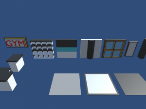 low poly gym Model 3D