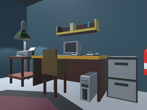 low poly office 3D-Modell