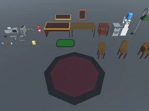 bureau low poly Modèle 3D