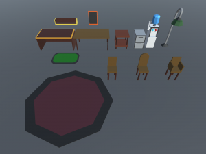 low poly office 3D-Modell