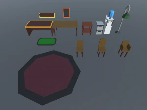 bureau low poly Modèle 3D