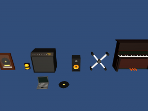 low poly music studio 3D Model
