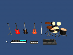 low poly music studio 3D Model
