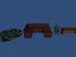 low poly music studio 3D Model