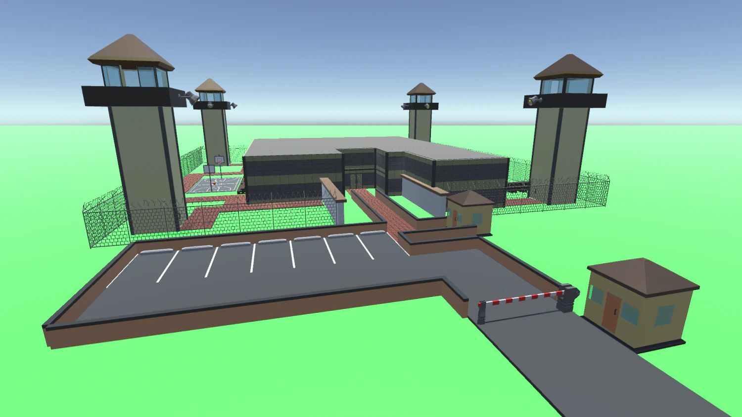 low poly jail 3D Model .c4d .max .obj .3ds .fbx .stl .blend 