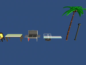 low poly pool party 3D Model
