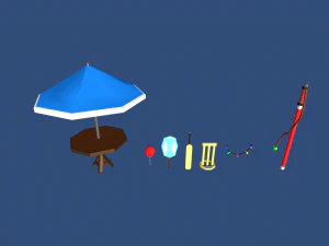 low poly pool party 3D Model