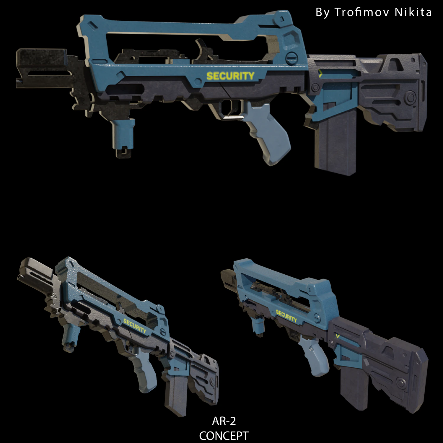 sci- fi ar-2 3D Model .c4d .max .obj .3ds .fbx .stl .blend 