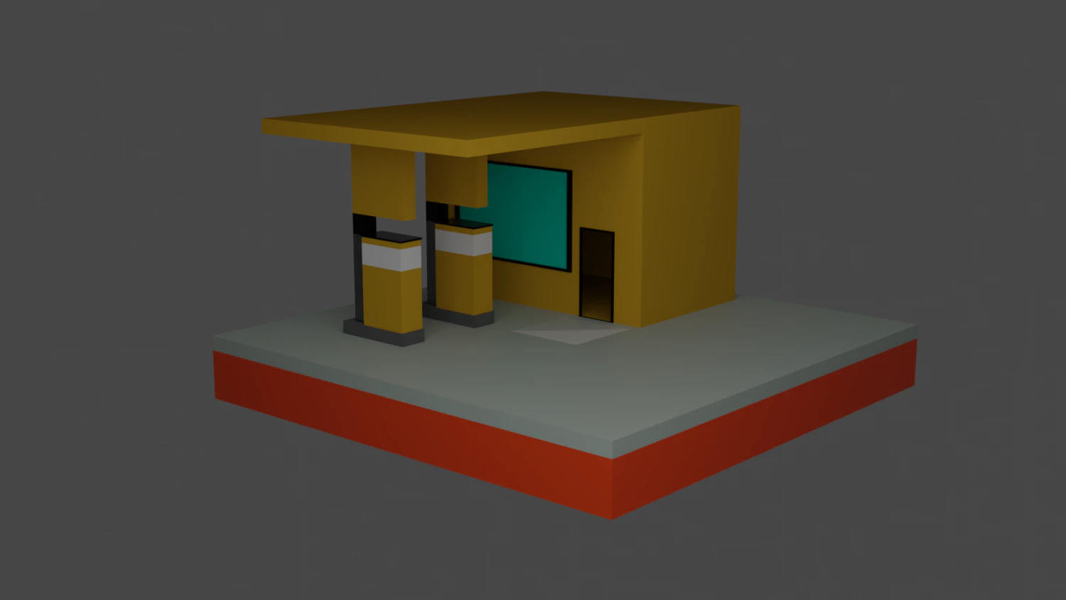low poly basic gas station 3D Model .c4d .max .obj .3ds .fbx .stl .blend 