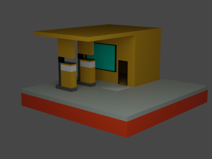 low poly basic gas station 3D Model
