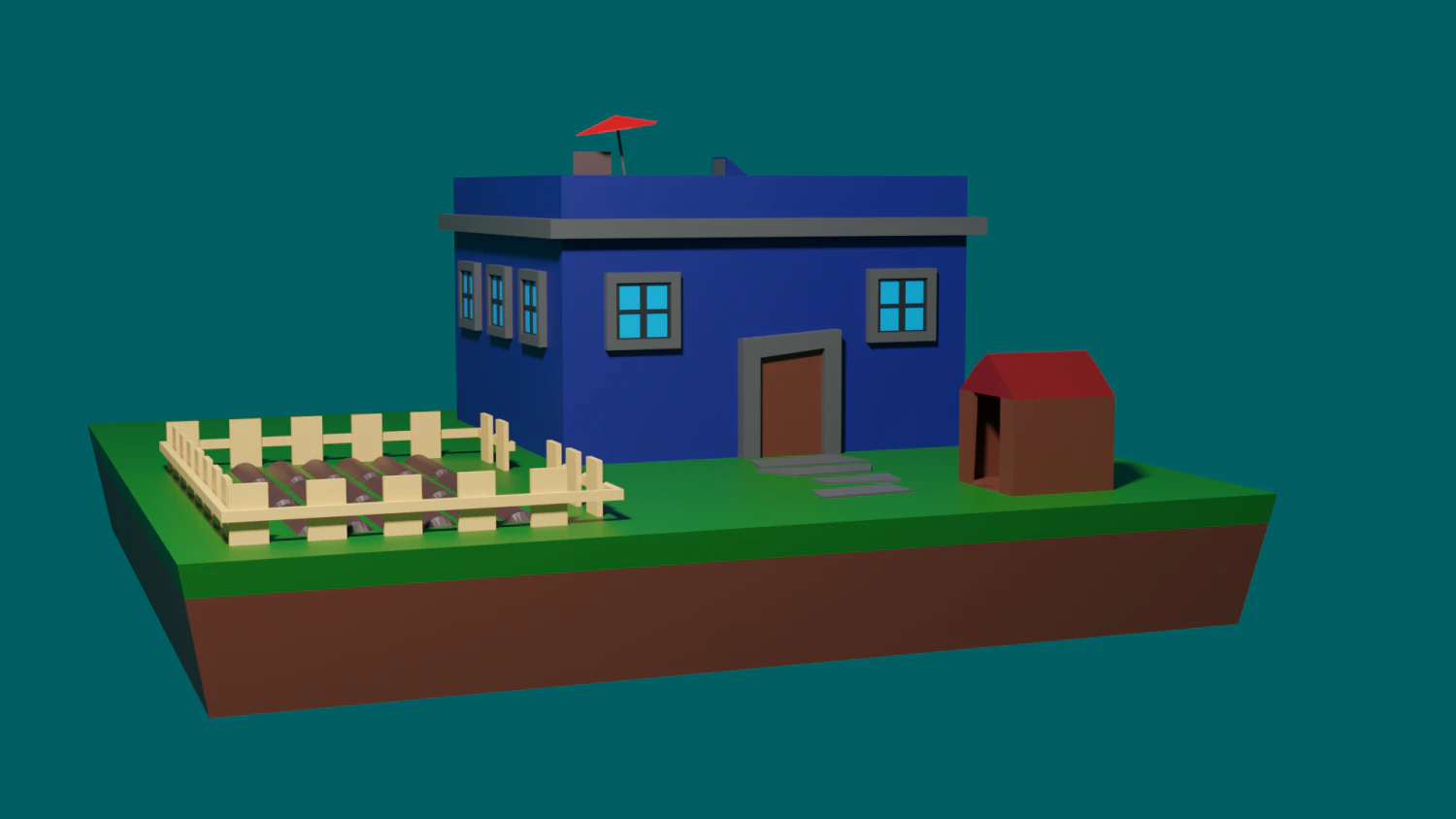 low poly farm house 3D Model .c4d .max .obj .3ds .fbx .stl .blend 