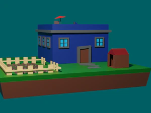 낮은 폴리 농가 3D 모델