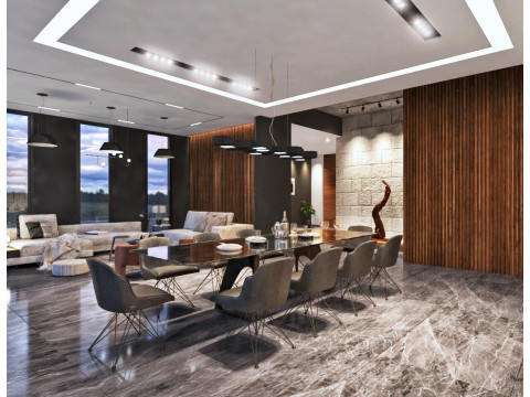 Interior Living Room Scene 3D Модель