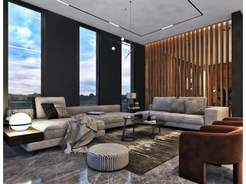 Interior Living Room Scene 3D Модель