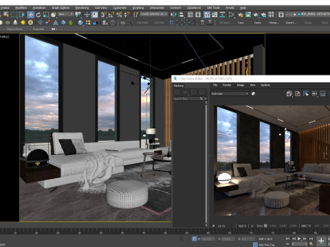 Interior Living Room Scene 3D Модель