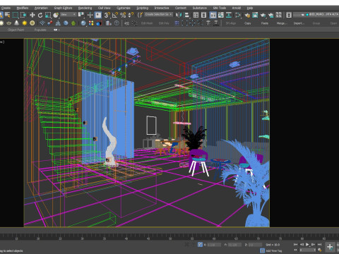 Interior Living Room Scene 3D Модель