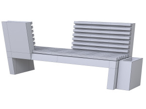 concrete park benches Modello 3D