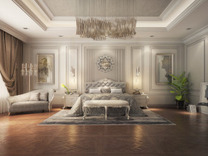 realistic classic master bedroom design 3d max model 3D Model