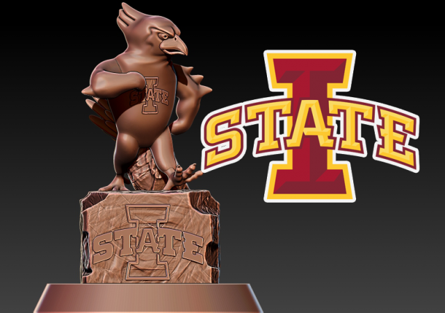 IOWA STATE CYCLONES FOOTBALL MASCOT STATUE DESTOP - 3D PRINT 3Dプリントモデル .c4d .max .obj .3ds .fbx .stl .blend
