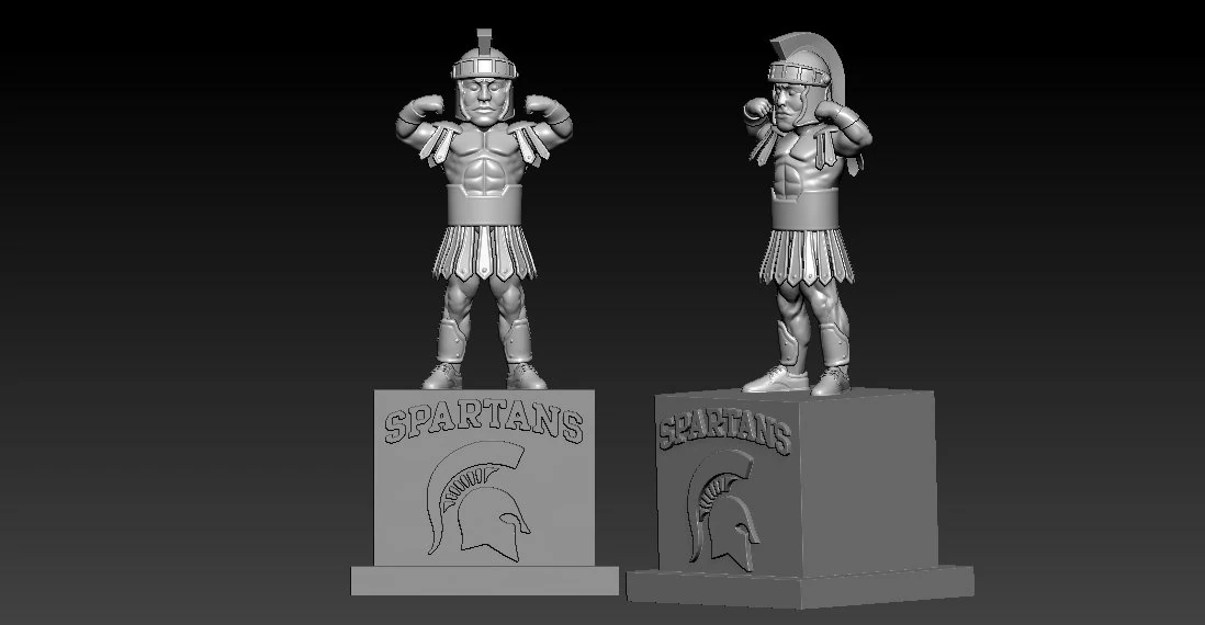 NCAA - MICHIGAN STATE SPARTANS FOOTBALL MASCOT STATUE 3D Print Model .c4d .max .obj .3ds .fbx .stl .blend 