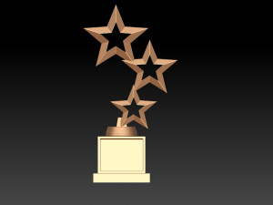 RISING STAR AWARD 3 STAR CUSTOM TROPHY FOR EVERYONE - 3D PRINT 3D Print Model