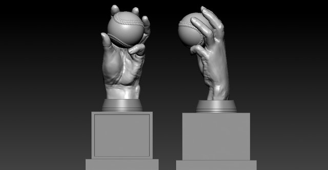 MLB - BASETBALL HANDS AWARD TROPHY - 3D PRINT 3D Baskı Modeli .c4d .max .obj .3ds .fbx .stl .blend 