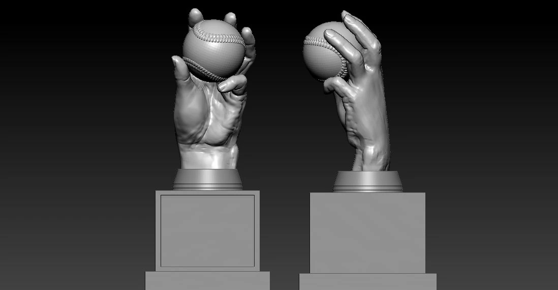 MLB - BASETBALL HANDS AWARD TROPHY - 3D PRINT 3D Print Model .c4d .max .obj .3ds .fbx .stl .blend 