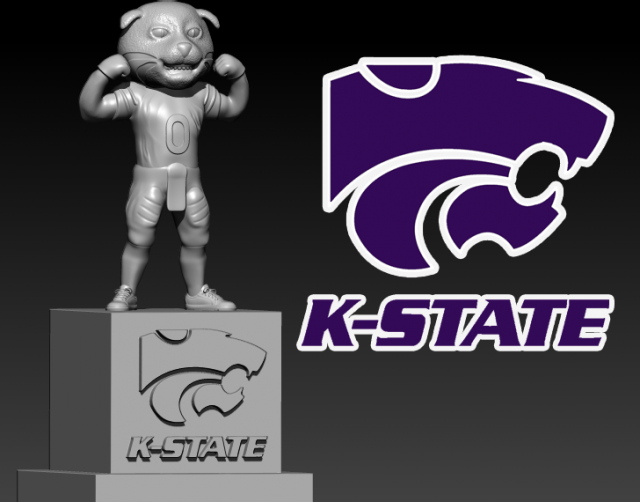KANSAS STATE WILDCATS FOOTBALL MASCOT STATUE - DECOR - 3D MODEL 3D Print Model .c4d .max .obj .3ds .fbx .stl .blend 