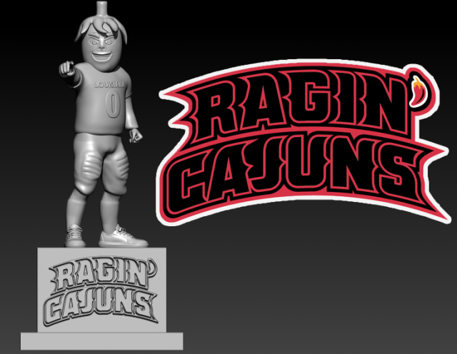 UNIVERSITY OF LOUISIANA MASCOT STATUE - 3D MODEL 3D प्रिंट मॉडल .c4d .max .obj .3ds .fbx .stl .blend 