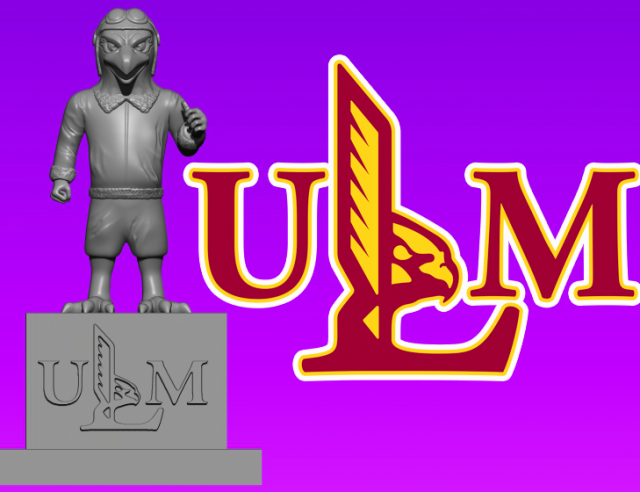 UNIVERSITY OF LOUISIANA AT MONROE MASCOT STATUE - 3D MODEL PRINT Modèles 3D en vedette .c4d .max .obj .3ds .fbx .stl .blend 