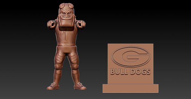 GEORGIA BULLDOGS FOOTBALL MASCOT STATUE - 3D PRINT Model Cetak 3D .c4d .max .obj .3ds .fbx .stl .blend 