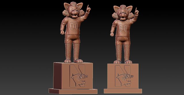 NCAA - NORTHWESTERN WILDCATS FOOTBALL MASCOT STATUE - 3D PRINT Modello di stampa 3D .c4d .max .obj .3ds .fbx .stl .blend 