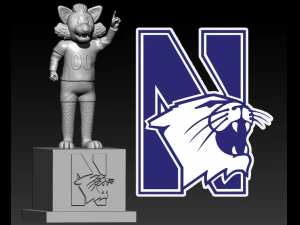 NCAA - NORTHWESTERN WILDCATS FOOTBALL MASCOT STATUE - 3D PRINT 3D Print Model