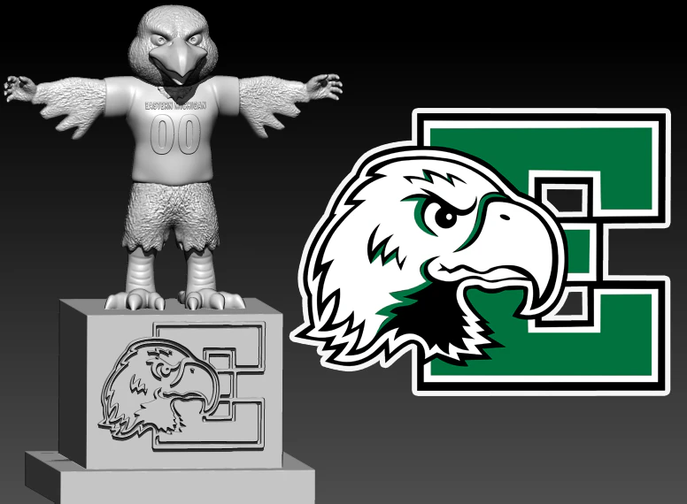 EASTERN MICHIGAN EAGLES FOOTBALL TEAM MASCOT STATUE - 3D PRINT 3D Print Model .c4d .max .obj .3ds .fbx .stl .blend