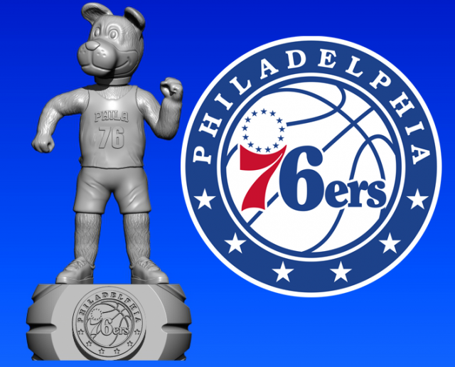 NBA - PHILADELPHIA 76ERS BASKETBALL MASCOT STATUE - 3D PRINT Modello di stampa 3D .c4d .max .obj .3ds .fbx .stl .blend 