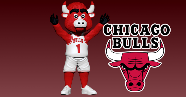 NBA - CHICAGO BULLS BASKETBALL MASCOT STATUE - 3D PRINT Model do druku 3D .c4d .max .obj .3ds .fbx .stl .blend 