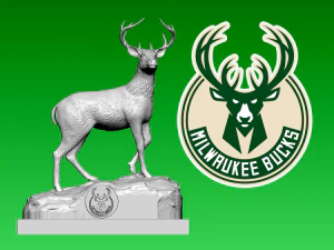NBA - STATUE DE MASCOTTE DE BASKET-BALL MILWAUKEE BUCKS - IMPRESSION 3D Modèles 3D en vedette