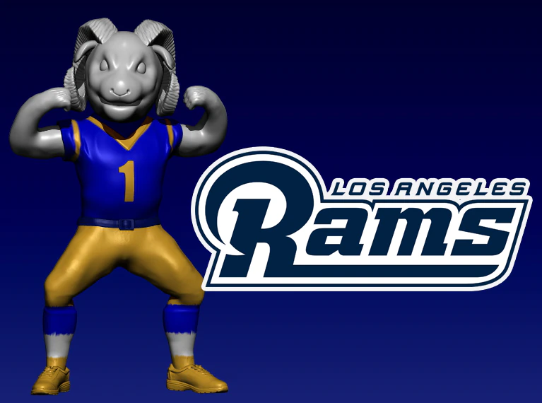 NFL - LOS ANGELES RAMS FOOTBALL MASCOT STATUE - 3D PRINT 3D Print Model .c4d .max .obj .3ds .fbx .stl .blend 