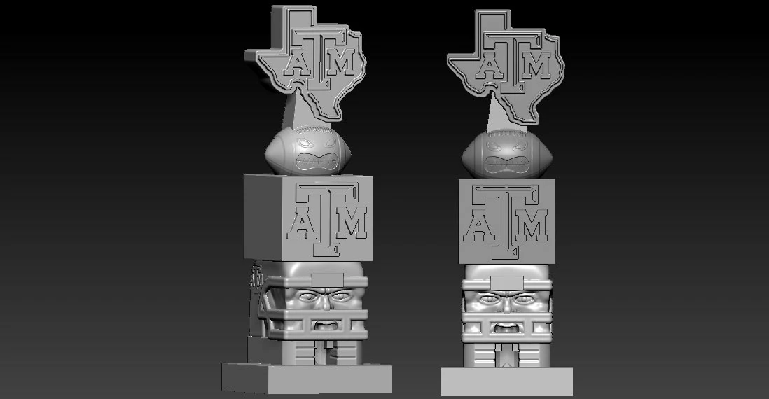 TIKI TOTEM - TEXAS AM AGGIES - 3D PRINT - CNC - NCAA 3D Print Model .c4d .max .obj .3ds .fbx .stl .blend 
