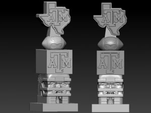 TOTEM TIKI - TEXAS AM AGGIES - STAMPA 3D - CNC - NCAA Modello di stampa 3D