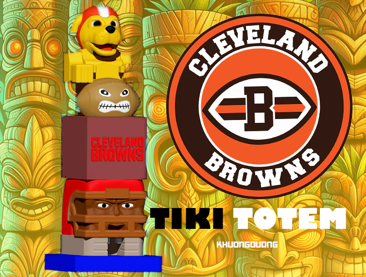 TIKI TOTEM - CLEVELAND BROWNS STATUE - 3D PRINT - CNC 3D Print Model .c4d .max .obj .3ds .fbx .stl .blend 