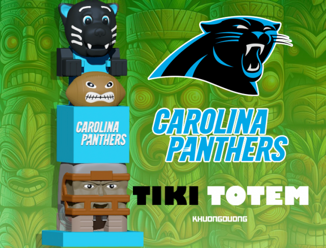 TIKI - NFL - CAROLINA PANTHERS FOOTBALL STATUE - 3D PRINT - CNC Modelo de Impressão 3D .c4d .max .obj .3ds .fbx .stl .blend 