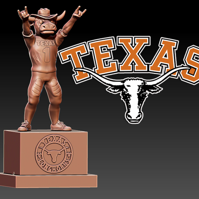 NCAA - TEXAS LONGHORNS STATUE DECOR MASCOT - 3D PRINT 3D प्रिंट मॉडल .c4d .max .obj .3ds .fbx .stl .blend 