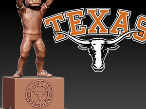 NCAA - ДЕКОР СТАТУЇ ТЕХАСЬКОГО ЛОНГХОРНА - 3D-ПРІНТ 3D Принт Модель