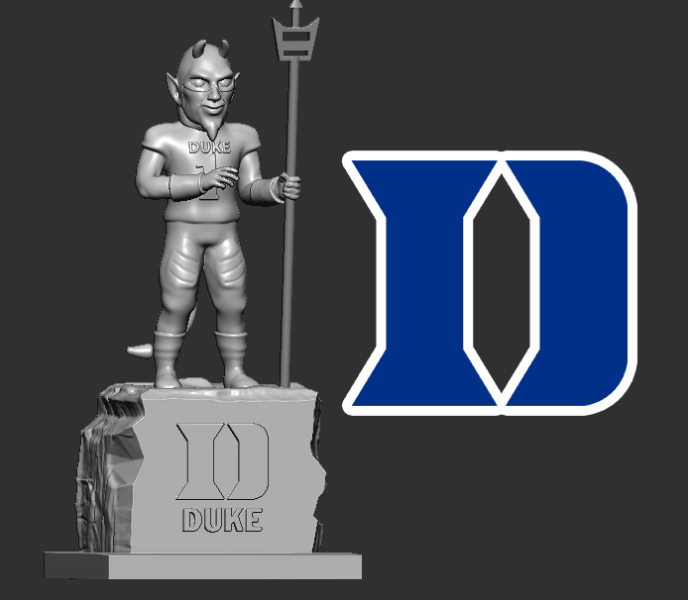 NCCA - DUKE MASCOT STATUE - BLUE DEVIL- 3D PRINT 3D Print Model .c4d .max .obj .3ds .fbx .stl .blend 
