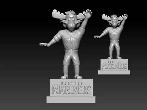 MLB - SEATTLE MARINERS BASEBALL MASCOT STATUE - 3D PRINT 3D Print Model