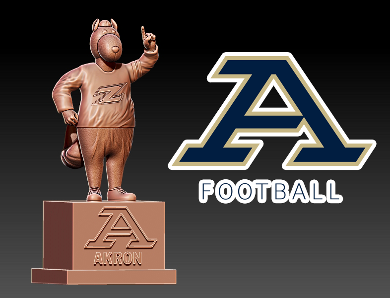 NCAA - AKRON ZIPS FOOTBALL MASCOT STATUE - 3D PRINT Model Cetak 3D .c4d .max .obj .3ds .fbx .stl .blend 