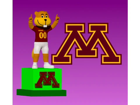 NCAA - 明尼苏达金地鼠队橄榄球吉祥物雕像 3D 打印模型