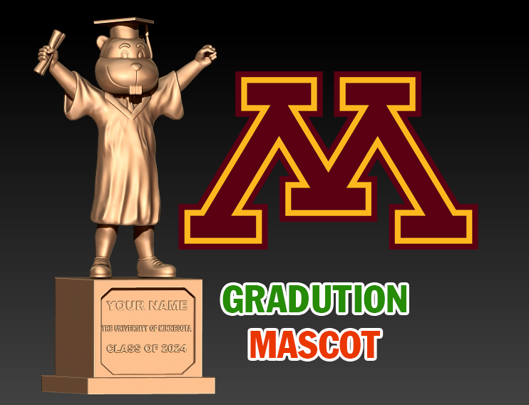 GRADUTION MASCOT MINNESOTA UNIVERSITY MASCOT STATUE - 3D PRINT 3D प्रिंट मॉडल .c4d .max .obj .3ds .fbx .stl .blend 